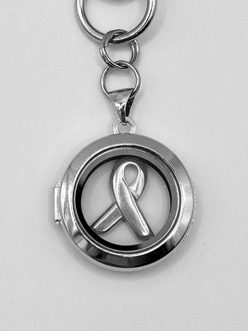 Solidarity .925 SS Awareness Ribbon Floating Locket Mood Boosting Bag Charm